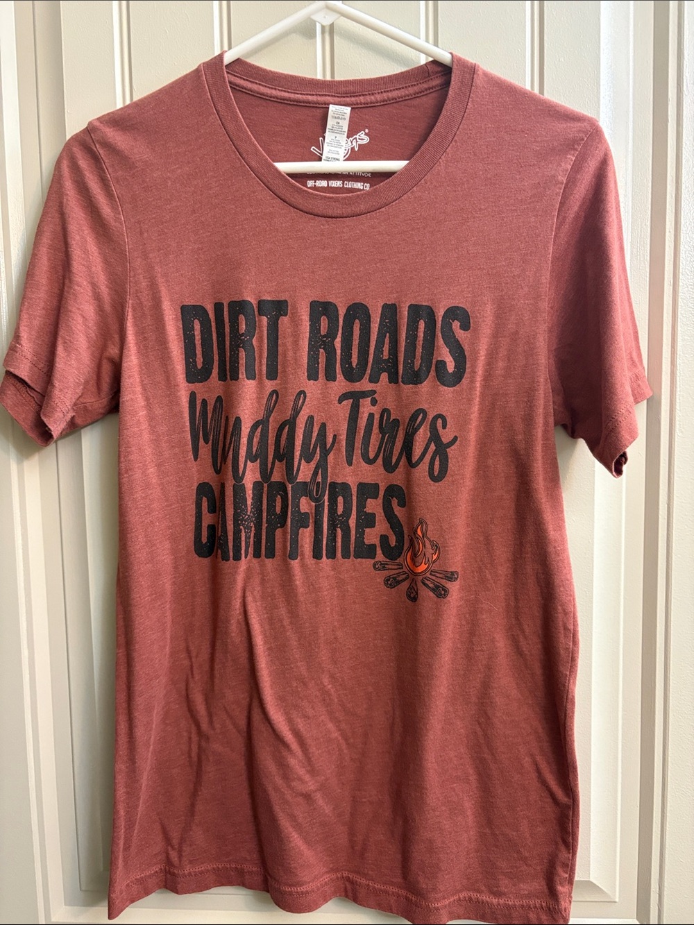 Rust Red 'Dirt Roads Muddy Tires Campfires' Graphic Tee